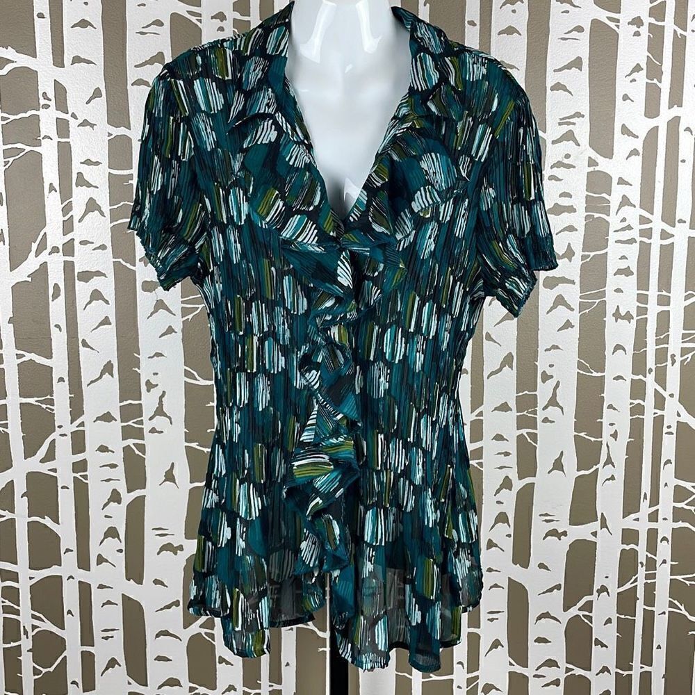 East 5th Y2K Waterfall Ruffled Semi-Sheer Blouse 1X